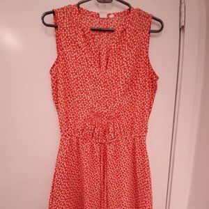 Red Floral Dress with Elastic Waist